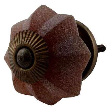 Dark Amber Frosted Melon Glass Dresser Knobs